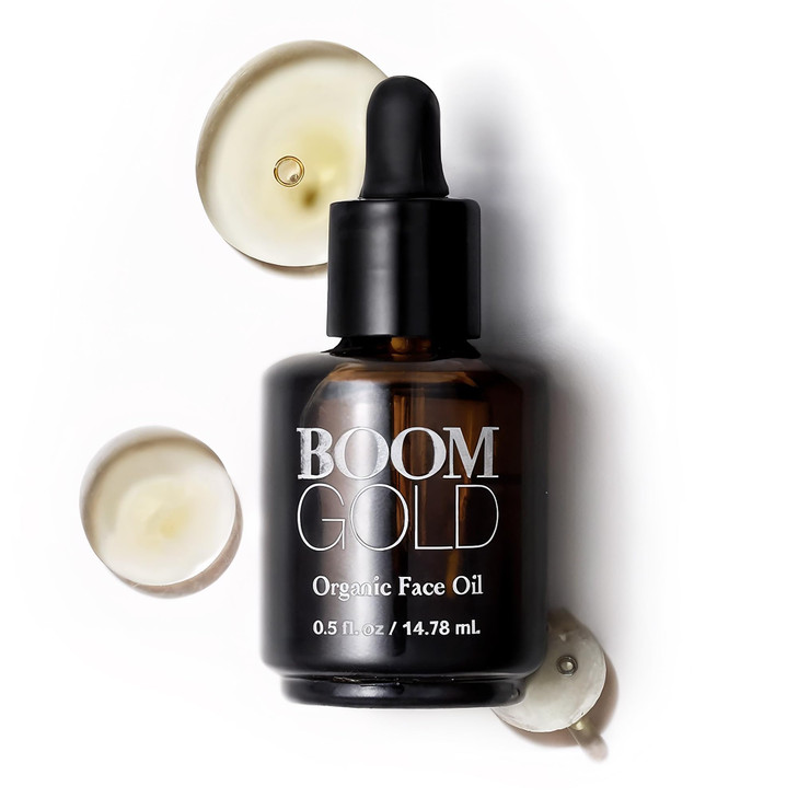 Boom Gold  Lightweight & Luxurious Facial Oil with Organic Ingredients for a Softer, Smoother, More Luminous Skin, with Kukui Nut & Frankincense Oil