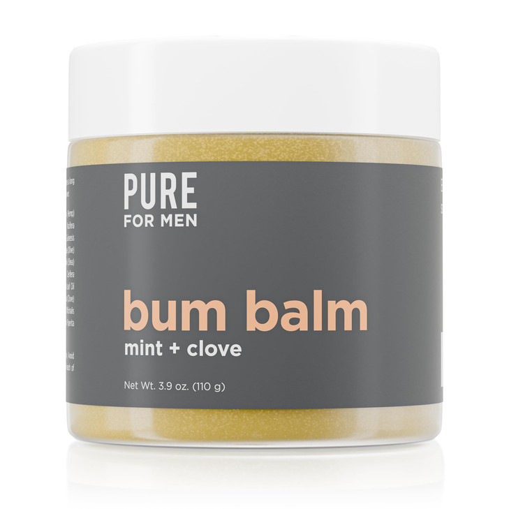 Pure for Men Bum Balm | Raw Lotion for Men | All Purpose Skin Hydration and Deodorizing Balm | Raw Shea Butter, Mint and Clove | 3.9 oz.