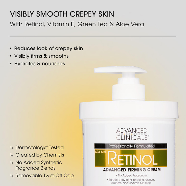Advanced Clinicals Retinol Body Lotion & Face Moisturizer | Visible Anti Aging Skin Care Retinol Body Cream For Women & Men Targets Look Of Fine Line