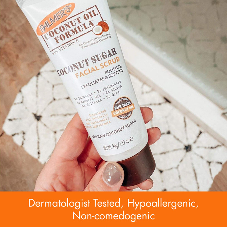 Palmer's Coconut Oil Formula Coconut Sugar Facial Scrub Exfoliator, Face Scrub to Gently Exfoliate Away Dirt and Dead Skin Cells with Chamomile to So