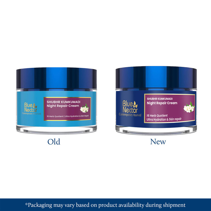 Blue Nectar Kumkumadi Night Cream Face Moisturizer for Women with Natural Almond & Saffron | Hydrating Moisturizer Face Cream for Night Time (16 Herb