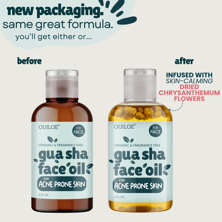 Ouiloe Gua Sha Oil for Acne Prone Skin - Face Oil Gua Sha Massage - Lymphatic Anti Aging Facial Massage Oil - Unscented, Non Comedogenic, Lightweight