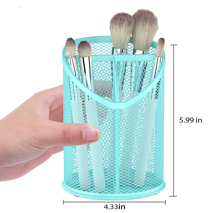 Delifox 2 Pack Pen Holder Mesh Round Pencil (Blue)