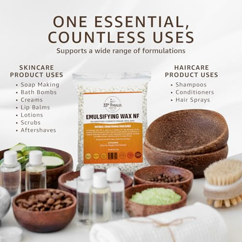Non-GMO Emulsifying Wax NF Pastilles (8 oz) 100% Natural Plant Derived | For Lotions, Creams, Soap Making, Hair Products | Cosmetic Grade | Product o