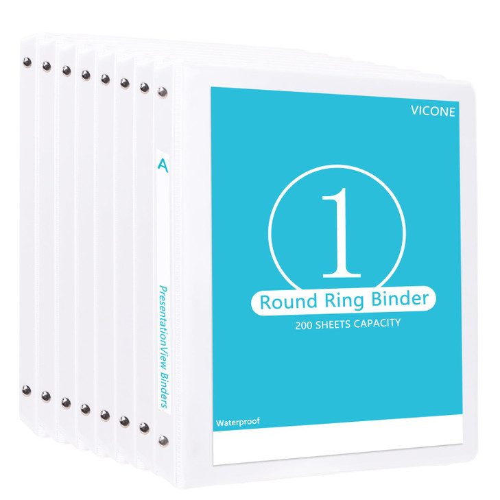 1 inch 3 Ring Binder, Sturdy 1" View Binders for 200 Sheets of US Letter Size Paper, Presentation View Binders for School Office Home Supplies (8 Pac