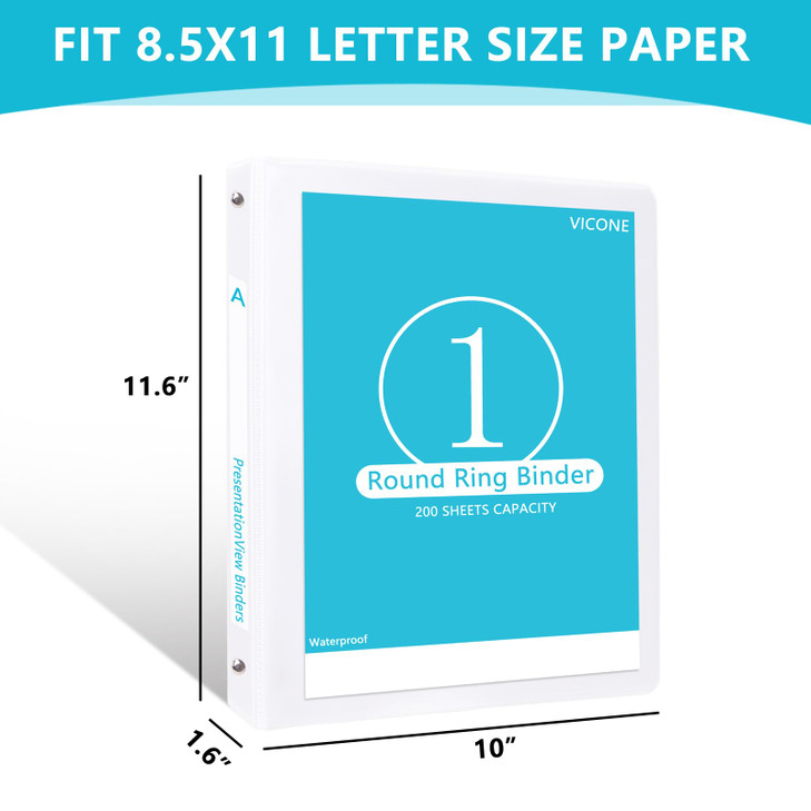 1 inch 3 Ring Binder, Sturdy 1" View Binders for 200 Sheets of US Letter Size Paper, Presentation View Binders for School Office Home Supplies (8 Pac