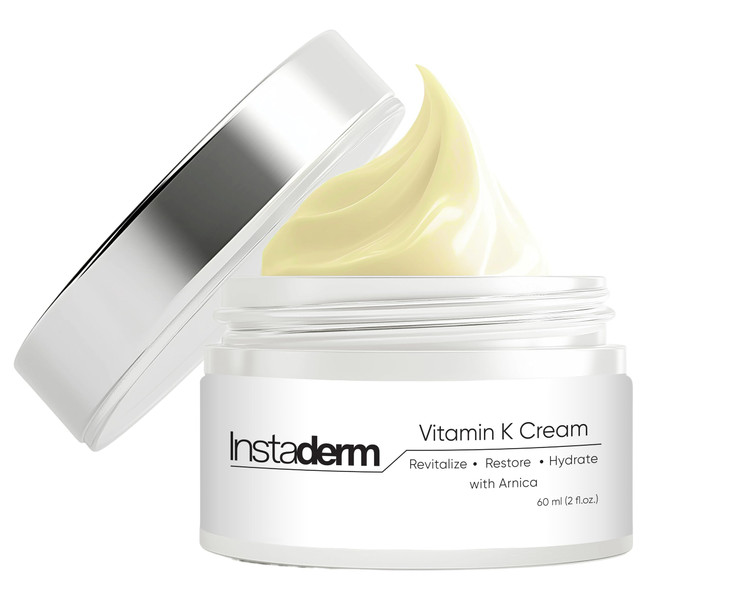 Instaderm Vitamin K Cream- Bruise Healing Formula with Arnica. Dark Spot Moisturizer for Bruising, Spider Veins & Broken Capillaries. Repair Under Ey