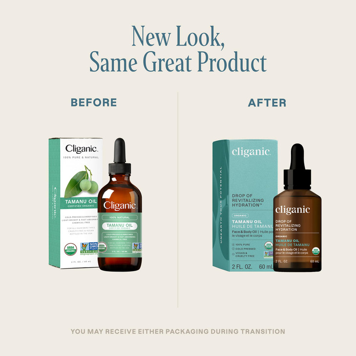 Cliganic USDA Organic Tamanu Oil, 100% Pure - For Face, Hair & Skin | Natural Cold Pressed Unrefined Hexane-Free