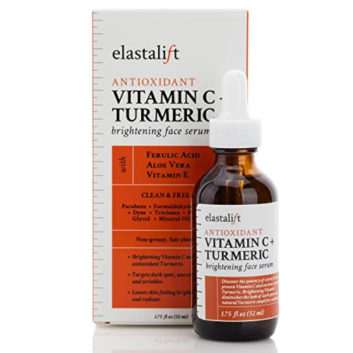 Elastalift Concentrated Vitamin C + Turmeric Oil Anti Aging Facial Serum Skin Care Booster - Promote Clear & Brighten Skin Tone - Hydrate Dry Skin, F