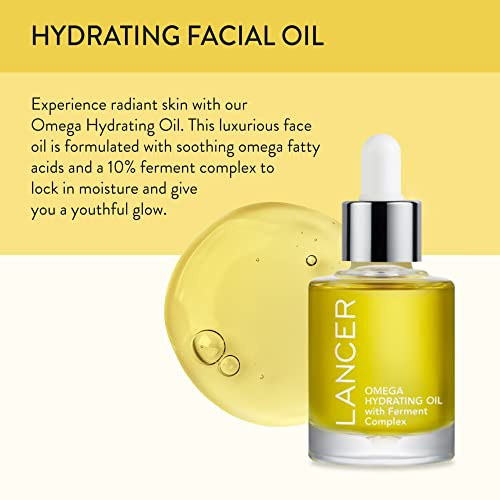 Lancer Skincare Omega Hydrating Oil with Ferment Complex, Daily Facial-Oil Moisturizer Serum with Turmeric, 1 Fluid Ounce