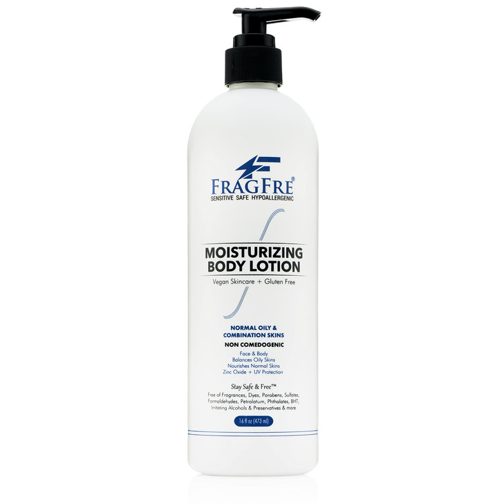 FRAGFRE Moisturizer for Sensitive Skin 16oz: Non Comedogenic Zinc Oxide Lotion - Parabens Free Hypoallergenic Fragrance Free - Sun Protection for Oil