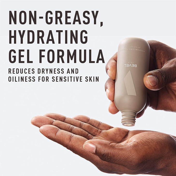 Bevel Face Moisturizer for Men with Vitamin C and Tea Tree Oil, Clear, Lightweight Face Lotion Gel, Improves Dry, Oily and Sensitive Skin, 4 Fl Oz (P