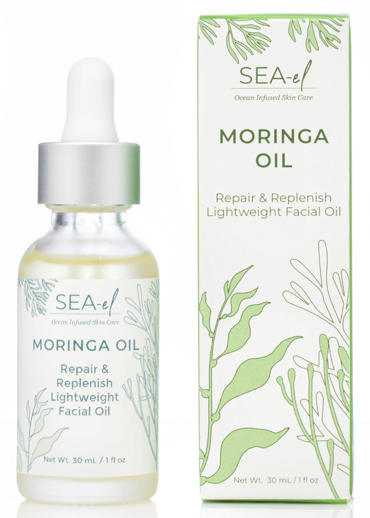 Sea-El Moringa Seed Facial Oil Drops Super Moisturizing Antioxidant-Rich Glow with Sea Kelp & Vitamin E - Daily Face Primer & Replenishing Vegan Skin