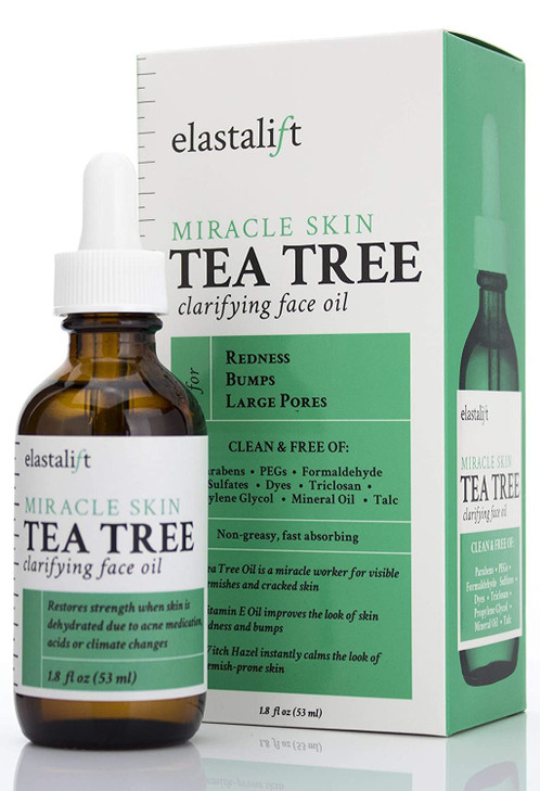 Elastalift Tea Tree Oil Facial Spot Treatment W/Witch Hazel Clarifying Tea Tree Oil For Face Helps Target Redness, Acne, Bumps, Dry Itchy Skin, & Lar