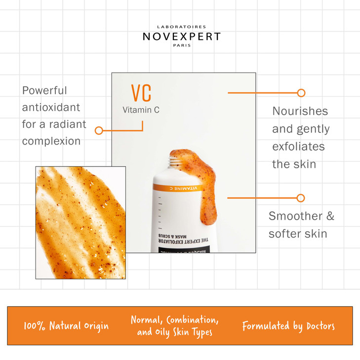 Novexpert The Expert Exfoliator - 2 In 1 Mask And Scrub - Smooth And Radiant Complexion - Exfoliates And Nourishes Skin - Hypoallergenic - Vegan - No