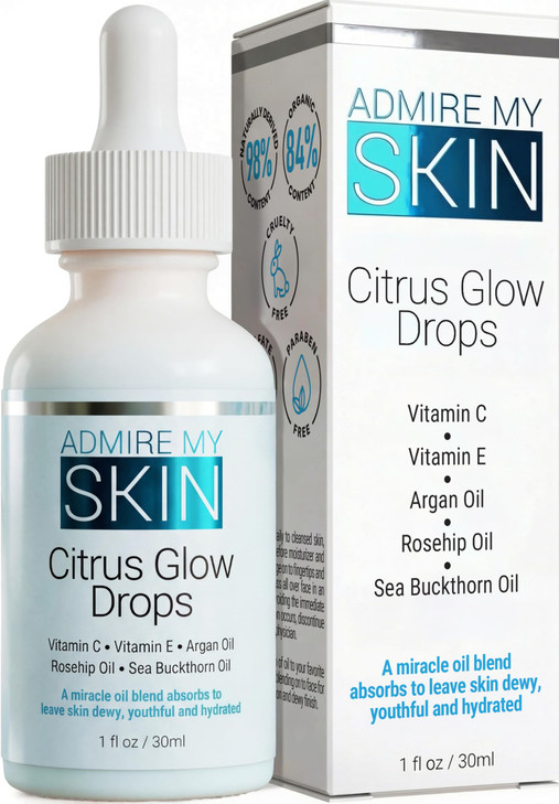 Admire My Skin Vitamin C Gua Sha Oil for Face - Organic Facial Oil for Glowing Skin with + Argan & Rosehip Oils - For a Dewy, Youthful Glow 1oz