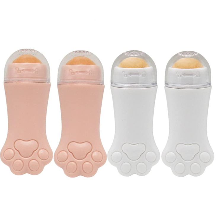 4 Pcs Oil Absorbing Volcanic Roller, Portable Reusable Cat Claw Shape Oil Control Natural Stone Facial Oil Control Tool Face Roller T-Zone Oil Remova