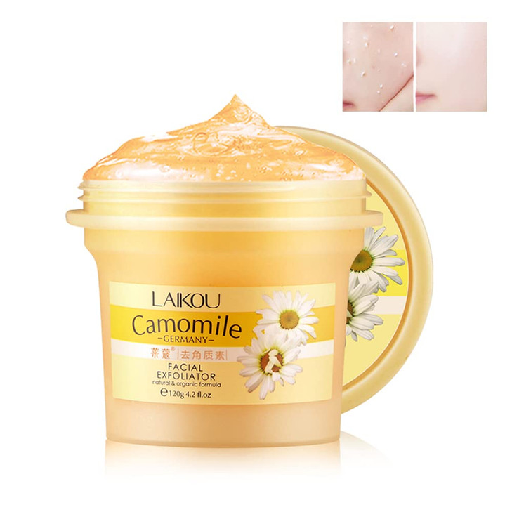 BEUKING Camomile Face Exfoliator Gel Scrub, Body & Facial Peeling Gel, Deep Clean Pores, Gentle Tender Skin Rubbing Mud,