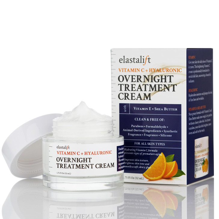 Elastalift Renewing Night Cream | Brightening Vitamin C Cream + Hyaluronic Acid Moisturizer For Face | Oil-Free Overnight Correcting Facial Treatment
