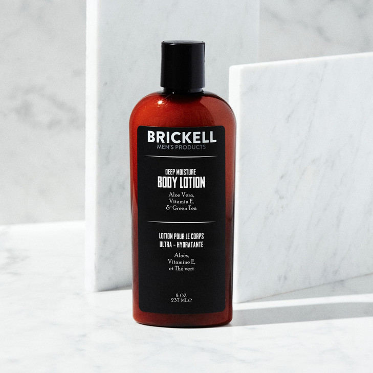Brickell Men's Deep Moisture Body Lotion for Men, Natural and Organic Protects and Hydrates Dry Skin, 8 Ounce, Unscented