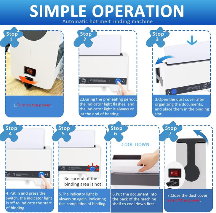 Hoqqf Thermal Cinch Binding Machine 110V 280 Sheets Book Binding Machine with 10 Letter Size Envelopes