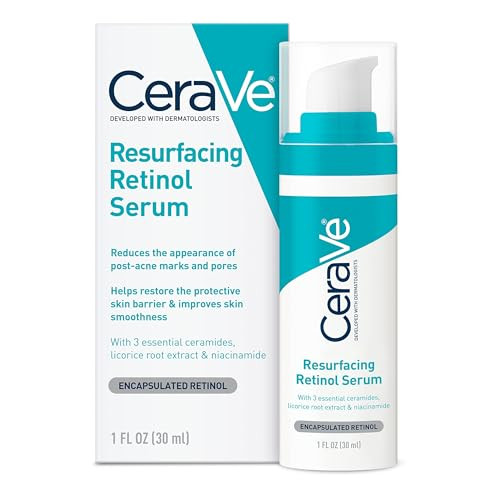 CeraVe Resurfacing Retinol Serum For Post Acne Marks, Formulated With Licorice Root Extract & Niacinamide, Brightening Serum & Pore Minimizer For Fac