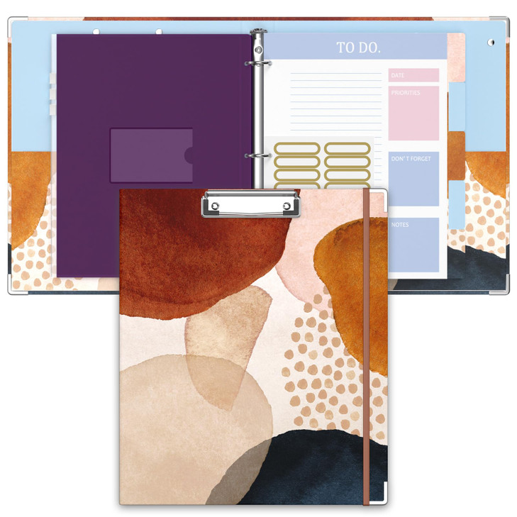 ZAXMEY 3 Ring Binder, 1 Inches Round Ring Binder with Clipboard, Dividers Tabs, PVC Zipper Bag Sleeves & to Do List Planners for Women, Men, School,