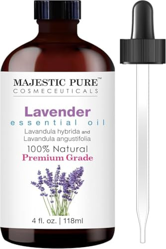 Majestic Pure Essential Oil with Glass Dropper - 100% Pure and Natural - Essential Oils for Diffuser, Aromatherapy, Soap and Candle Making, Lavender