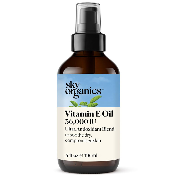 Sky Organics Vitamin E Oil Blend for Face, Organic Antioxidant Facial Oil, 36,000 IUs to Deliver Reparative Moisture and Soothe Dry, Damaged Skin, 10