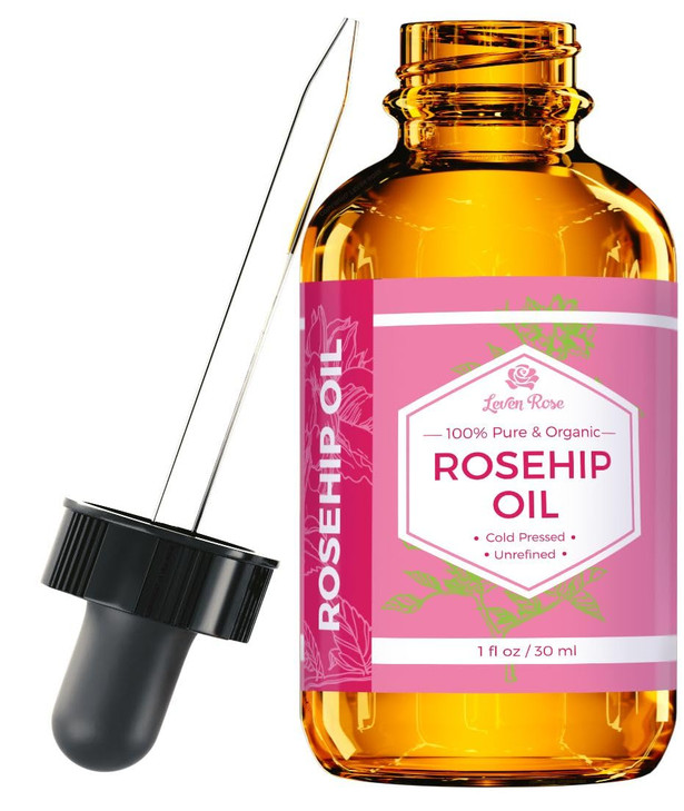 Leven Rose Rosehip Seed Oil for Face 1 oz - Pure Rosehip Oil for Face - Unrefined Cold Pressed Rosehip Oil for Body - Nighttime Face Moisturizer for