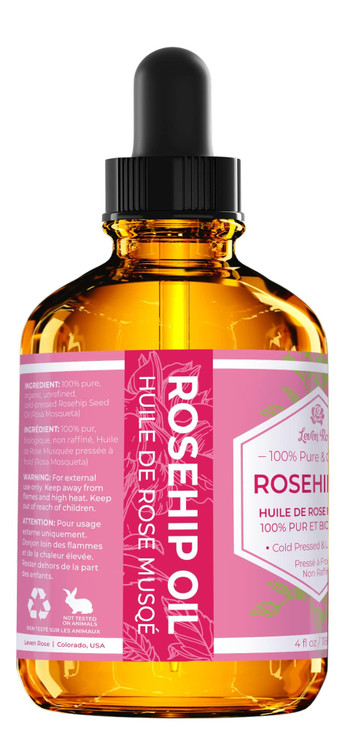 Leven Rose Rosehip Seed Oil for Face 1 oz - Pure Rosehip Oil for Face - Unrefined Cold Pressed Rosehip Oil for Body - Nighttime Face Moisturizer for