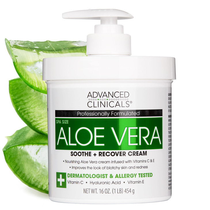 Advanced Clinicals Aloe Vera Lotion Skin Care Relief Cream | Vitamin E Infused Hyaluronic Acid Moisturizer & Vitamin C Body Lotion For Women & Men He