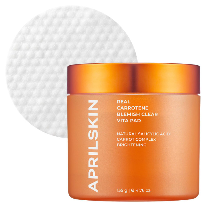 APRILSKIN Carrotene Clarifying Pads | Oily, sensitive, acne-prone skin | Vegan, Cruelty-Free, exfoliating, fights acne & pore-tightening | 60 Pads |