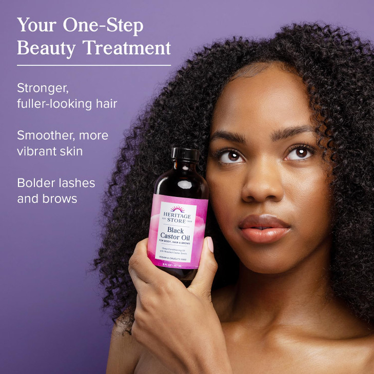 HERITAGE STORE Black Castor Oil Nourishing Hair Treatment - Deep Hydration for Hair Care, Skin Care, Lashes and Brows - Great for Locs and Natural Ha