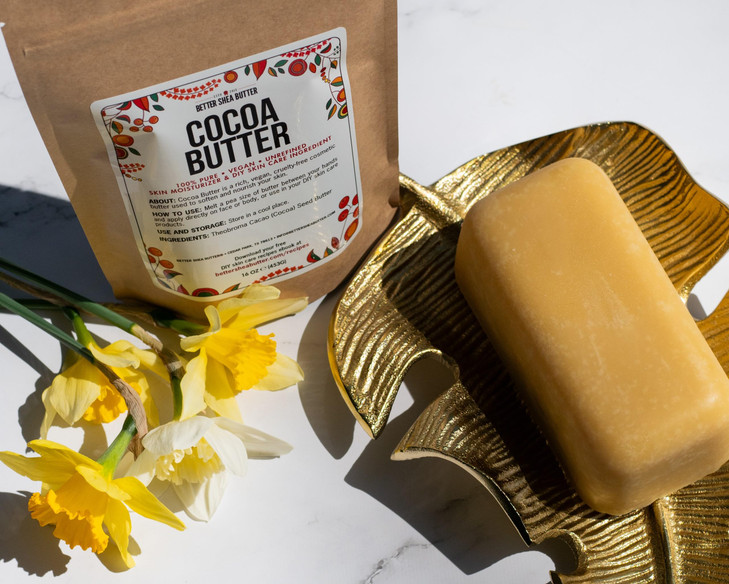 Better Shea Butter Raw Cocoa Butter - Unrefined, 100% Pure, Food Grade - Use for Cocoa Lip Balm, Stretch Marks Cream, Cacao Butter Cream, Scars Oil,