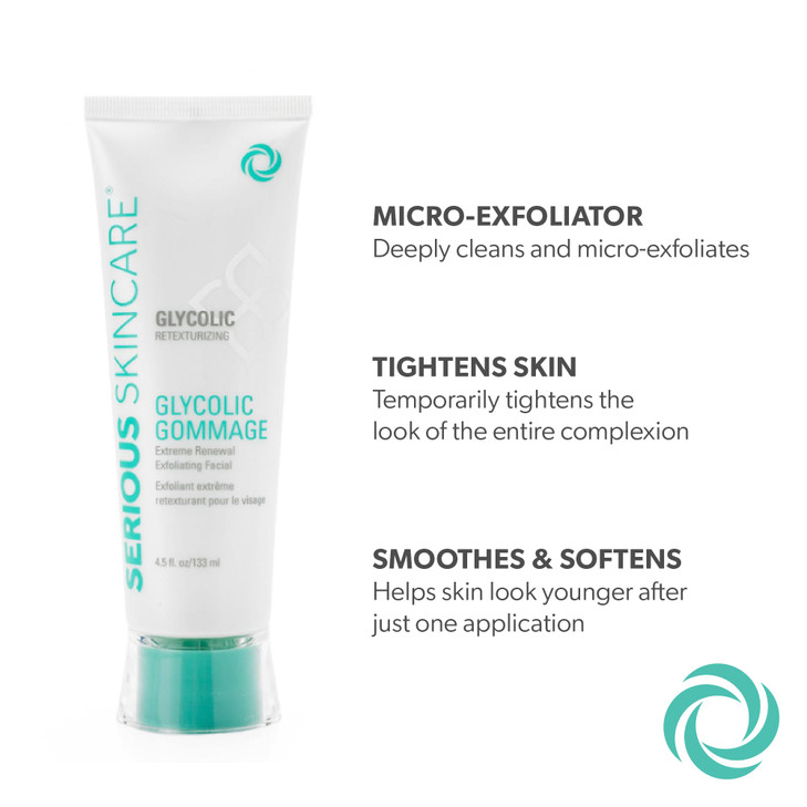 Serious Skincare Glycolic Gommage Extreme Renewal Facial Mask for Radiant Skin - Glycolic Acid - Micro Exfoliation Facial Treatment Mask - Decongest