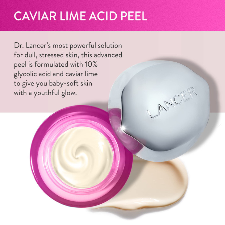 Lancer Skincare Caviar Lime Acid Peel, Retinol Facial Chemical Peel with Brightening Glycolic Acid, 1.7 Fluid Ounces