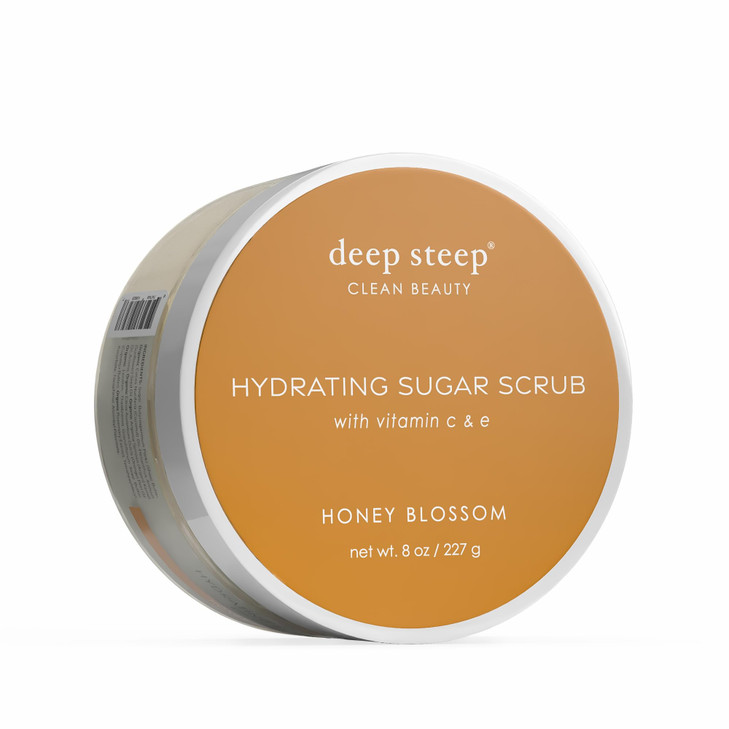 Deep Steep Sugar Scrub, Honey Blossom, 8 oz  Exfoliating Body Scrub with Organic Coconut Oil, Shea Butter & Argan Oil  Vegan, Clean Beauty, Smooth,