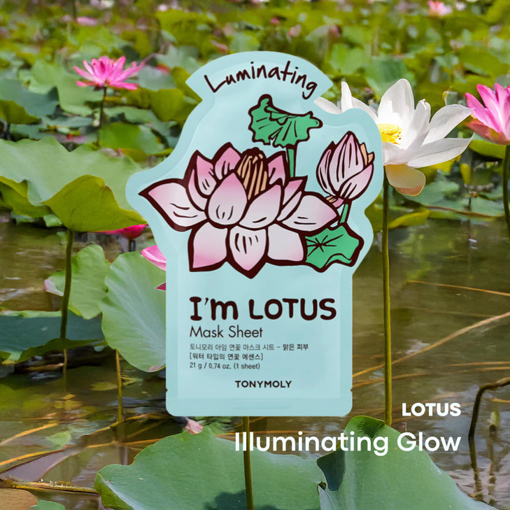 TONYMOLY Im Lotus Luminating Sheet Mask  Korean Skincare Face Mask with Lotus Extract, Hydrating & Moisturizing Essence for Radiant, Glowing Skin,