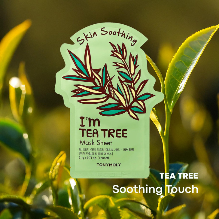 TONYMOLY Im Tea Tree Sheet Mask 10-Pack  Hydrating & Soothing Korean Face Masks with Tea Tree Extract, Vitamin-Infused Skincare for Blemish-Prone &