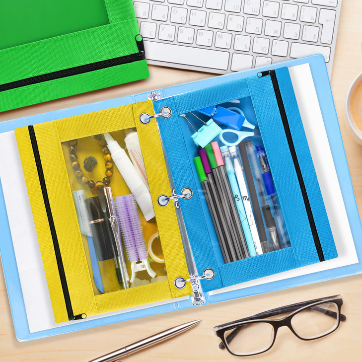 Gloween Pencil Pouch for 3 Ring Binder, 80 Pack Zipper Pencil Pouches/Case in Assorted Color, Durable Binder Pencil Pouch/Bag for Office School Suppl