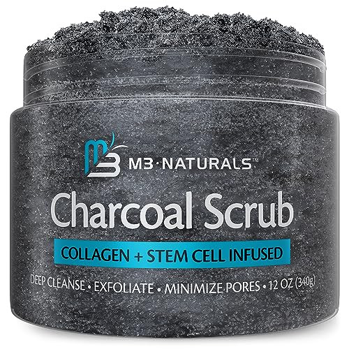 Exfoliating Charcoal Scrub with Collagen & Stem Cells  Salt Scrub for Body Toning, Cellulite, Armpit Detox, and Skin Smoothing for Face, Feet, and B