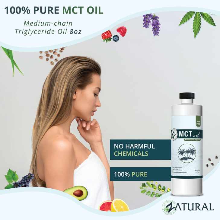 Pure MCT Oil, Carrier, Massage, Hydrating, Hair, Food, and Therapeutic Grade, 16 Oz