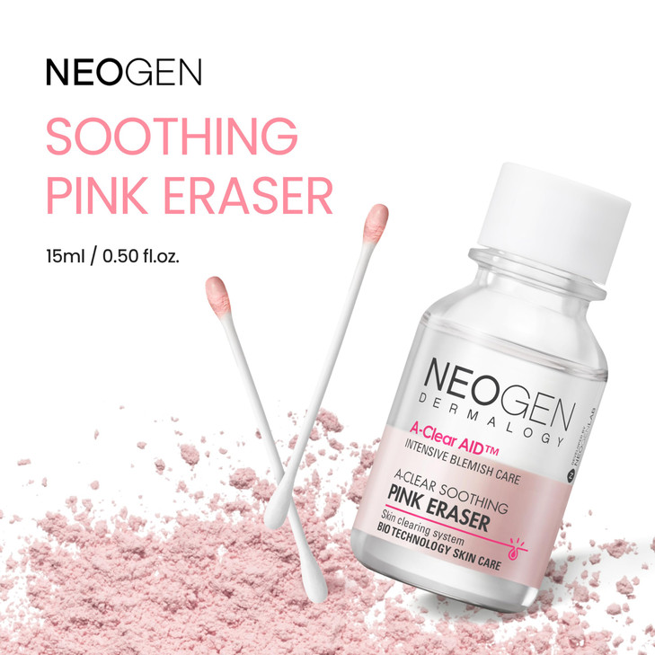 NEOGEN A-Clear Soothing Pink Eraser, Spot Care, Blemish Care, Korean Skin Care, Pink Pimple Drying Power, Calamine Powder, Nighttime Spot for Face an