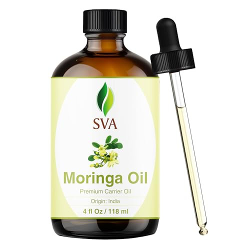 SVA Moringa Seed Oil - 4 Fl Oz  100% Natural Cold Pressed Moringa Oil - for Face, Skin Care, Hair Care, Scalp Massage & Body Massage  Carrier Oil w
