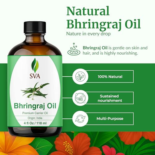 SVA Bhringraj Premium Carrier Oil 4oz (118ml) With Dropper for Hair Oiling, Scalp Massage & Skin Care