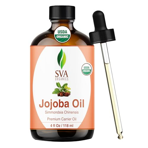 SVA Jojoba Seed Oil Organic - 4 Fl Oz  100% Natural Cold Pressed Organic Jojoba Oil - for Face, Skin Care, Hair Care, Scalp Massage & Body Massage 
