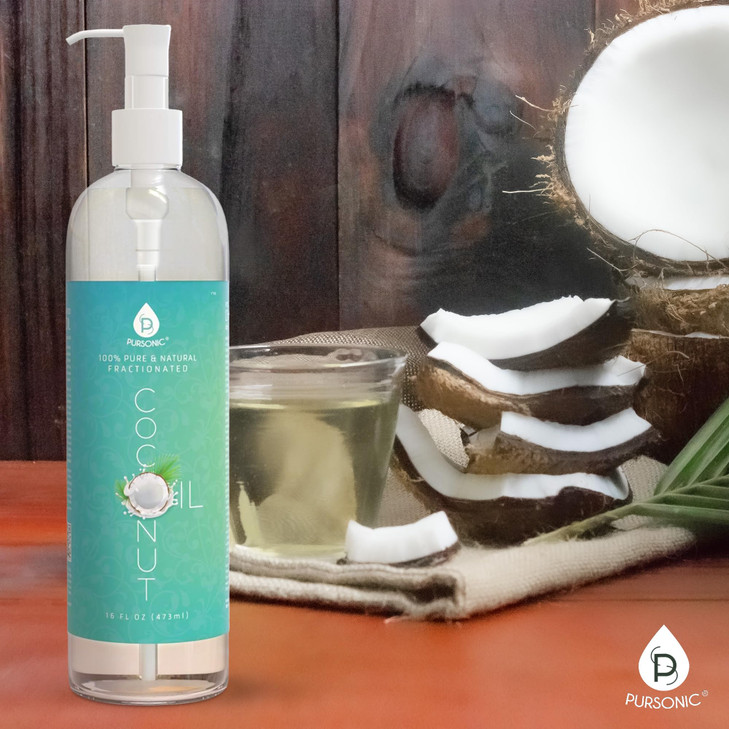 Pursonic Pure Unscented Fractionated Coconut Oil - 16 Oz Multipurpose Oil for Skin, Hair, Body Massage & Makeup Removal - Carrier Oil for Essential O