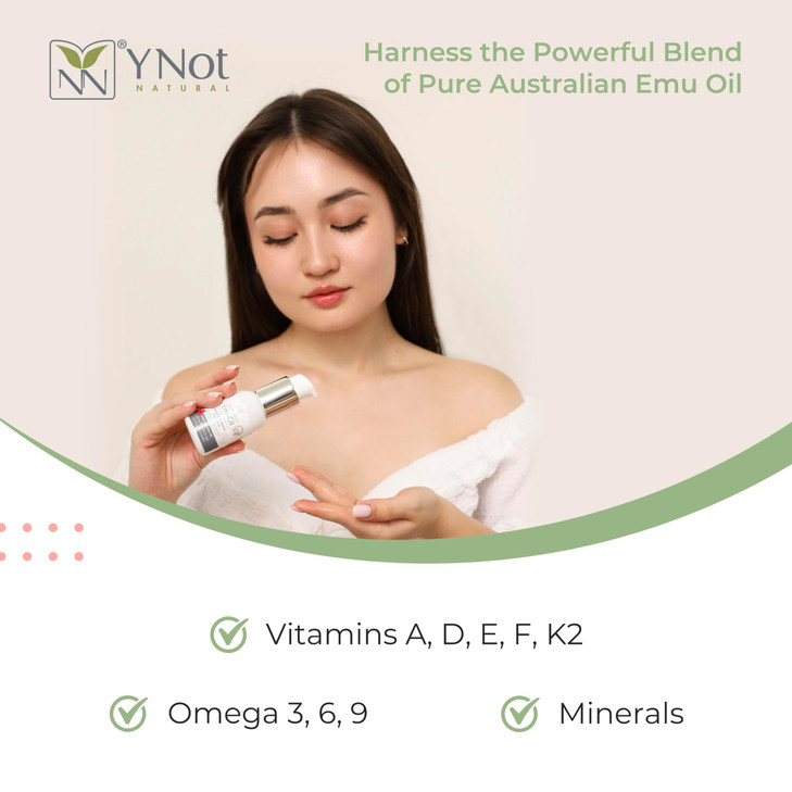 Emu Oil Skin Moisturizer - Scalp, Hair, Face, Body & Nail Moisturizer with Omega 3, 6, 9, Vitamins, & Minerals - Body & Face Serum for Fine Lines, St