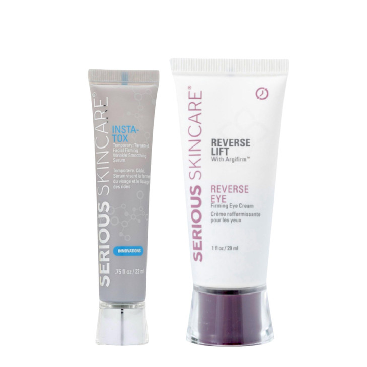 INSTA-TOX Facial Firming Wrinkle Smoothing Serum & Reverse Lift Firming Eye Cream Set - Tightener for Lines, Deep Wrinkles and Pores - Temporary Lift